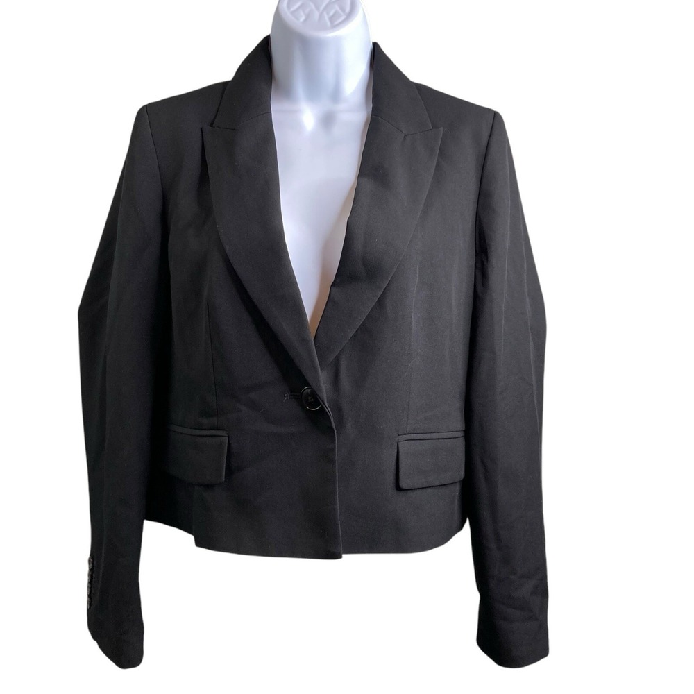 Madewell Womens Tailored Black Stretch Blazer Sz S Peak Lapel Wardrobe Essential